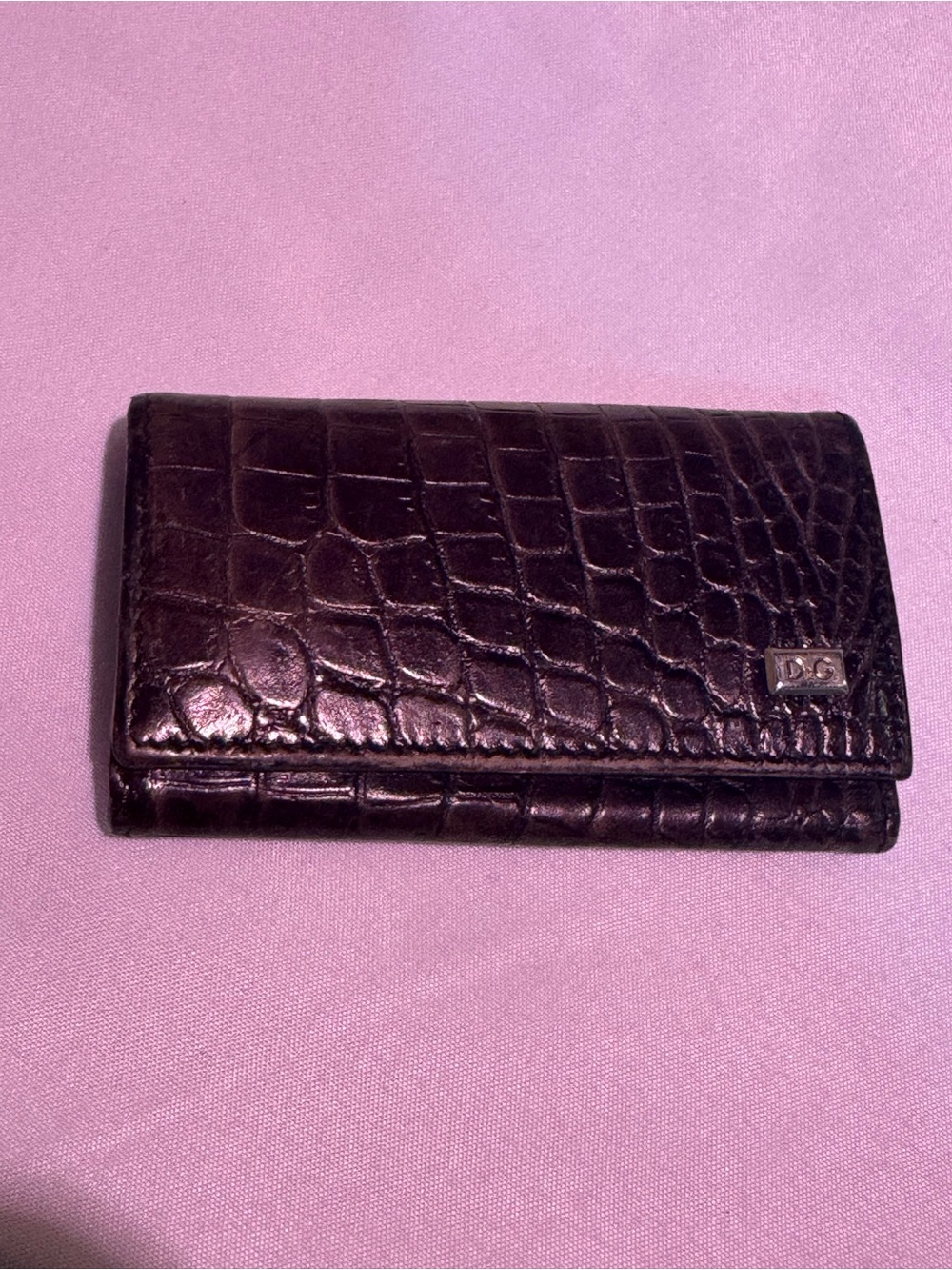 D&G Dolce & Gabbana Vintage Croc-Embossed Leather Key Wallet